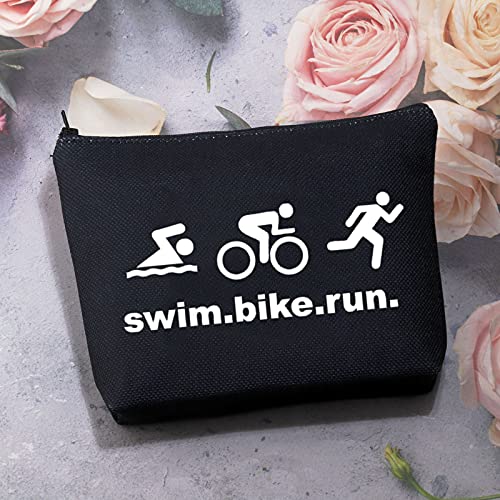 BDPWSS Triathlon Gifts Swim Bike Run Cosmetic Makeup Bag Travel Pouch For Women Triathlete Inspirational Gift Triathlon Lover Gift (swim bike run bl)