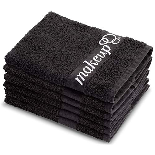 Black Reusable Makeup Remover Cloths - Set of 6 13x13 Inch Facial Towels