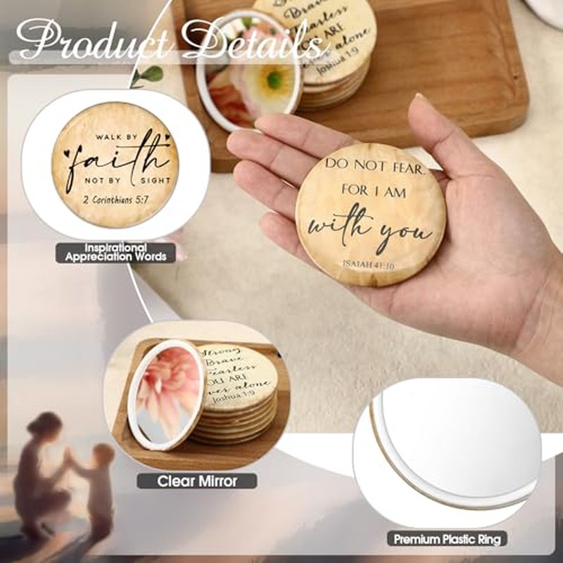 108 Pcs Mini Christian Compact Mirrors for Women Mom Teachers Retro Inspirational Bible Verse Pocket Makeup Mirrors Religious Employee Appreciation Gift for Sunday School Easter Church Party Favors