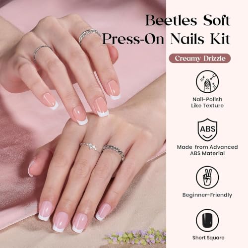Beetles Press On Nails Kit - Creamy Drizzle, Short Square 720Pcs - D Variation