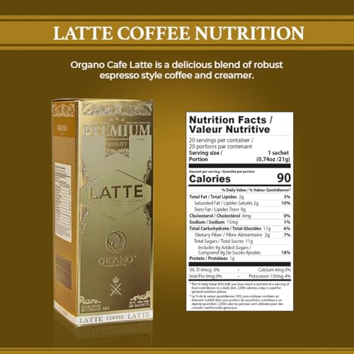 Organic Gourmet Cafe Latte Pack – 2 Boxes, 40 Sachets with Certified Ganoderma Lucidum