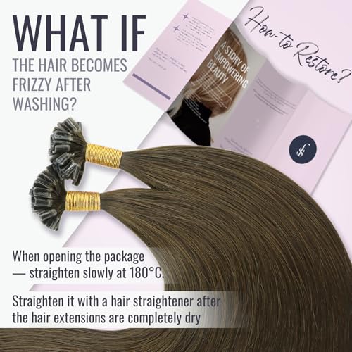 Fshine U Tip Fusion Hair Extensions 14 Inch, 50g Dark Brown, 100 Strands, Variation 6.#2