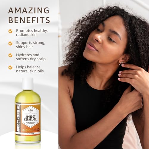 Organic Apricot Kernel Oil - Cold Pressed, Unrefined, 32 Oz for Skin Hair & Massage