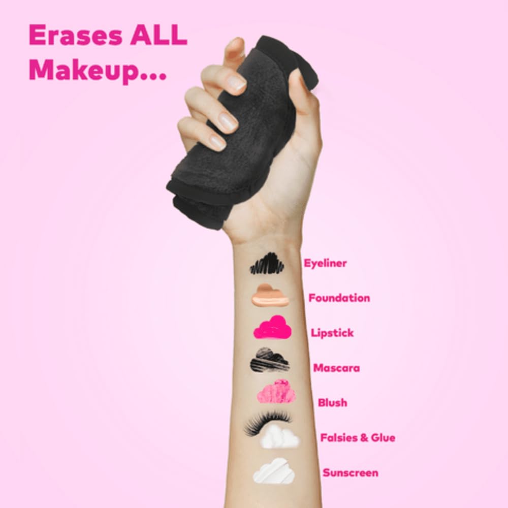 The Original MakeUp Eraser Mini PRO 5-pack, Erase All Makeup With Just Water, Including Waterproof Mascara, Eyeliner, Foundation, Lipstick, Sunscreen and More! Chic Black, 5ct.