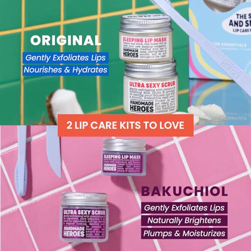 Bakuchiol Lip Scrub & Mask Set - 3pc Natural Vegan Lip Care with Brush - 07