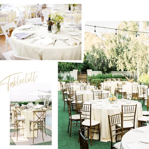 fani 10 Packs Ivory Round Tablecloth 120 Inch - 180 GSM Polyester, 10 Pack Ivory/120 Inch Round