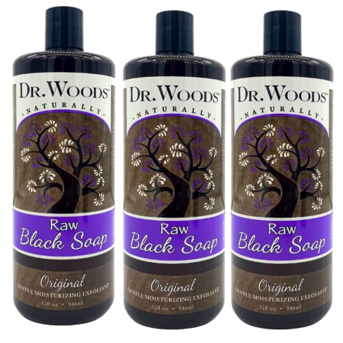 Liquid Black Soap for Face & Body - Natural Exfoliating Deep Cleanser, 32 Fl Oz, Pack of 3