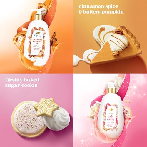 Dove Hand Soap, Holiday Treats Variety 3-Pack ? Cinnamon Pumpkin Pie, Peppermint Bark & Sugar Cookie Sprinkle, Gifts for Women, 12 Fl Oz Ea