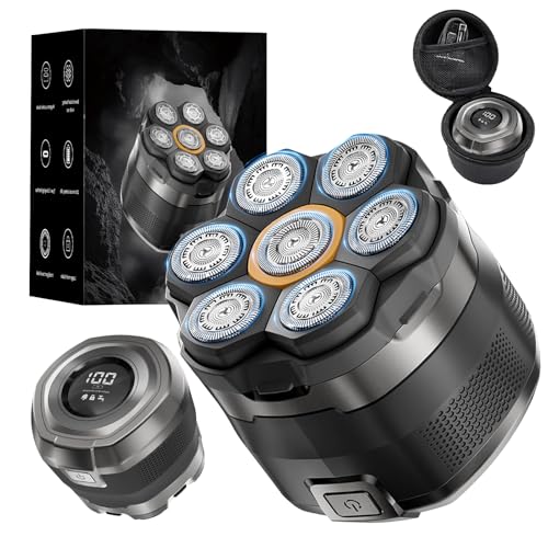 Electric Bald Head Shaver for Men Waterproof Rechargeable 7D Floating Head
