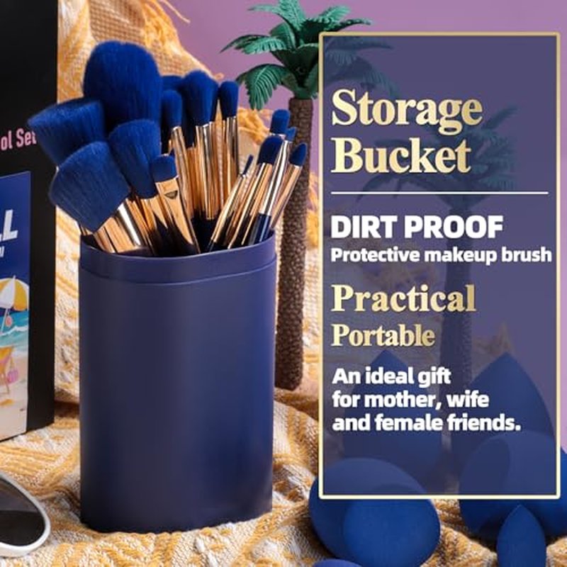 BS-MALL 18 Pcs Makeup Brushes Set With 7 Makeup Blending Sponge - Perfect For Travel & Daily Use - Includes Foundation Brush & Beauty Tools For Flawless Application