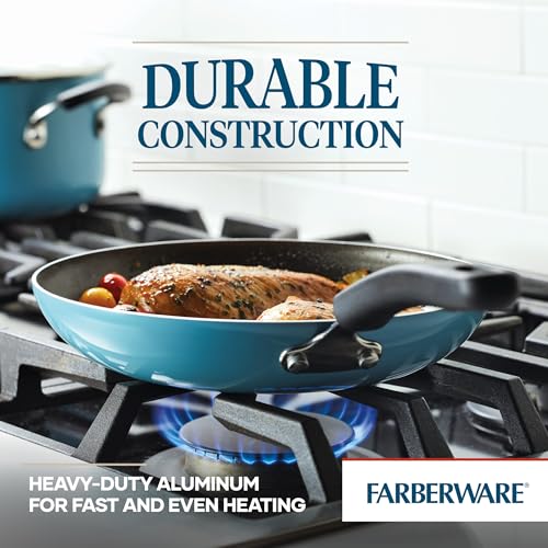 Farberware Cookstart Aluminum DiamondMax Nonstick Cookware Set - Aqua, 15-Piece