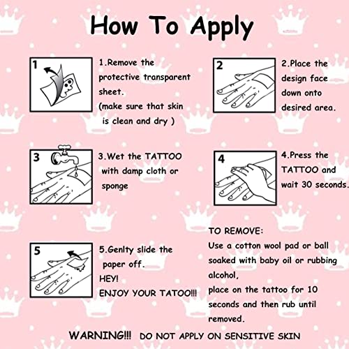 Glitter Temporary Tattoos for Girls - 14 Sheets Glitter Princess Tattoos for Girls Birthday Party Favors Goodie Bag Fillers