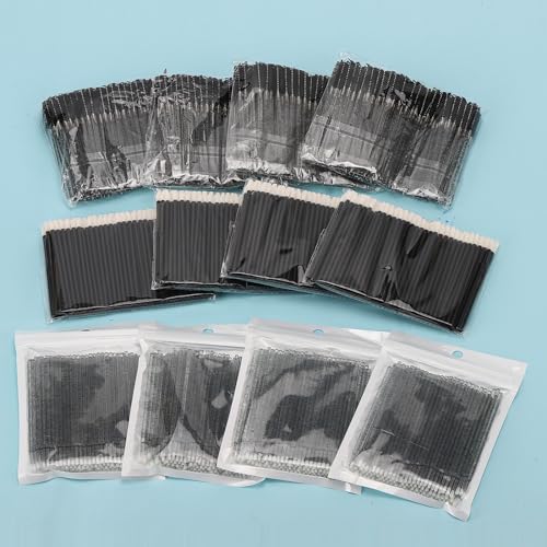 Black Eyelash Extension Supplies Kit 1500pcs with Mascara Wands Lip Brushes Micro Swabs