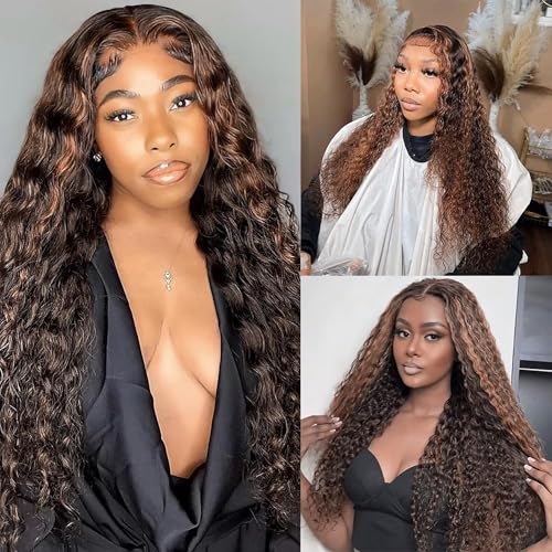 Deep Wave Human Hair Bundles 20 22 24 Inch P1B/30 Highlight Brown Brazilian Virgin Hair
