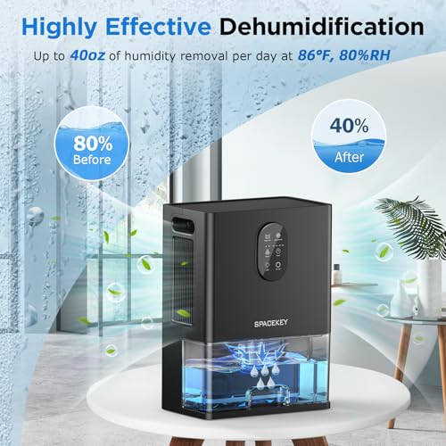 Spacekey 1000 sq ft Dehumidifier with 106oz Tank, Timer & Nightlight