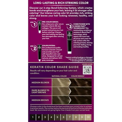 Schwarzkopf Keratin Color Permanent Hair Color, 4.0 Cappuccino, 1 Application - Professionally Inspired Permanent Hair Dye, for up to 80% Less Breakage vs Untreated Hair and up to 100% Gray Coverage