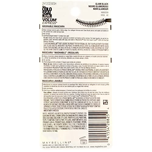 Volum' Express Cat Eyes Mascara with Collagen - Washable, Clump-Free, Black
