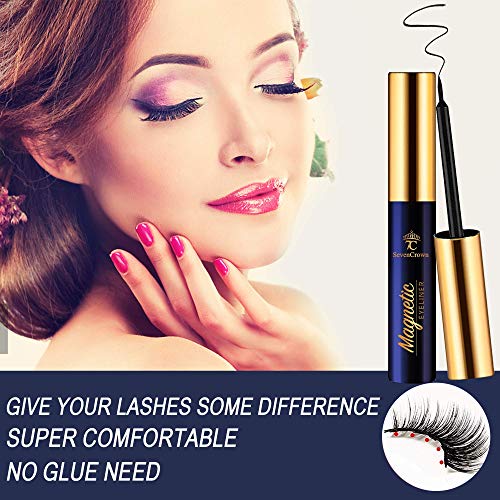 Magnetic Eyelashes with Eyeliner Kit - Magnetic Lashes Natural Looking,Upgraded Long Lasting,10 Pairs 3D Reusable 5 Magnet False Eyelashes with Applicator, Easy to Apply.