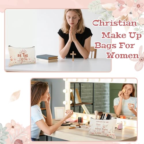Kuabiz 24 Pack Christian Wildflowers Makeup Bags with Bible Verses - Inspirational Travel Cosmetic Pouches for Women