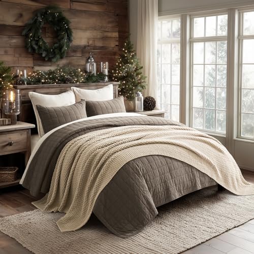 EverGrace Chunky Chenille Knit Throw Blanket Sand Dune 108x92 Inches - Cozy Home Decor