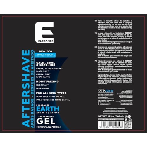 Elegance After Shave Lotion for Men, 500ml, Earth (Blue), Real Shaving Relief, After Shave that Hydrates and Revitalizes your Skin, 16.9 Oz Earth Blue)