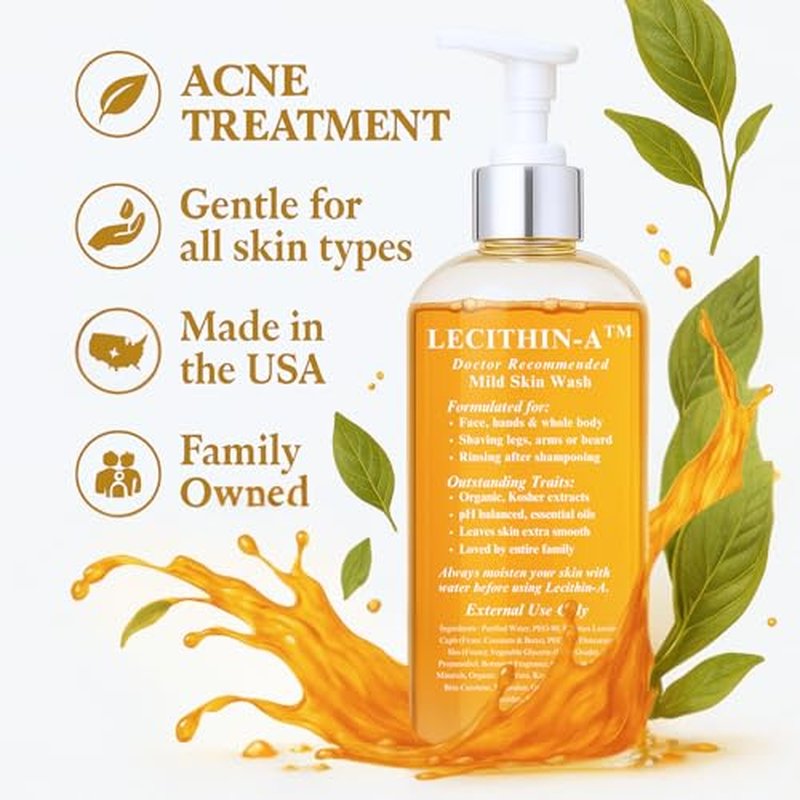 Aquaroma Natural Daily Skin Wash ? Cleanser for Sensitive, Acne & Oily Skin ? With Aloe Vera, Vitamin E, Beta Carotene & Lecithin ? Vegan, Daily Wash for Face, Body, Shaving & Scalp - 8.0 FL OZ