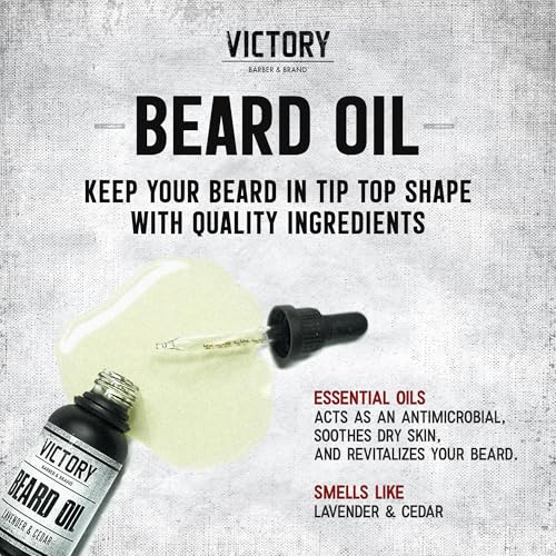 Victory Barber & Brand Beard Oil for Men - Moisturizing, Scented Cedar & Lavender, End Beardruff, Made in USA