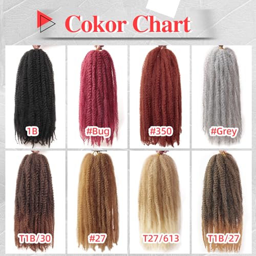 QRHSUKA 18 Inch Ginger Marley Twist Braiding Hair - 8 Packs Afro Kinky Curly Extensions