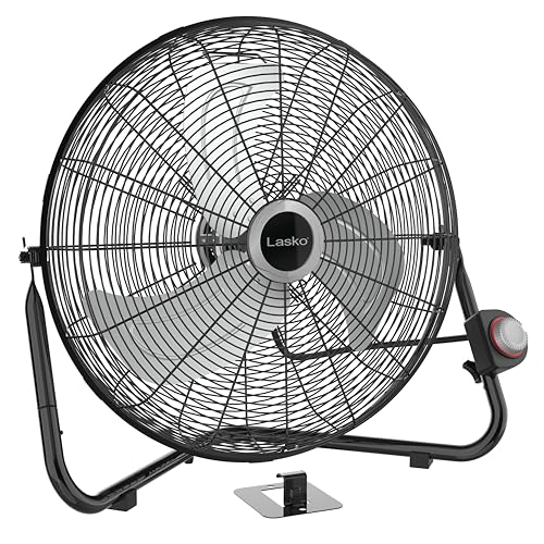 Lasko 20-Inch High Velocity Wall Mount & Floor Fan Black Silver - Versatile Cooling