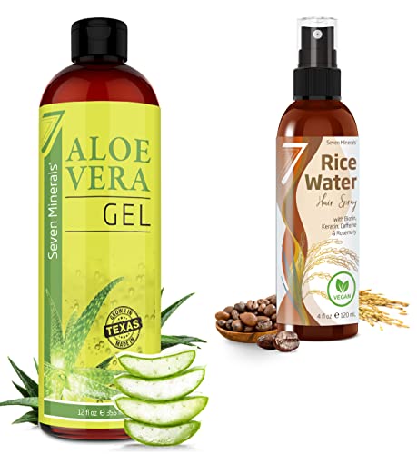 Organic Aloe Vera Gel & Fermented Rice Water Hair Growth Serum with Rosemary Biotin Caffeine Keratin