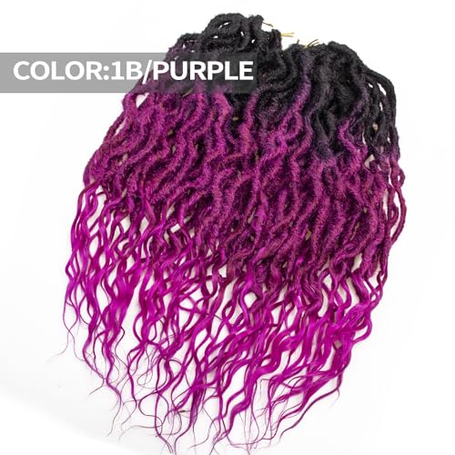 Faux Locs Crochet Hair 24 Inch Goddess Locs Curly Ends for Black Women - 6 Packs, Purple Variation