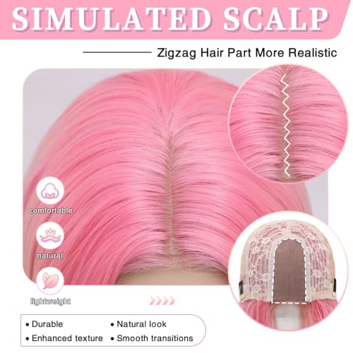 Rainbow Mix Wigs for Women - 18 Inch Wavy Synthetic Wig with Middle Part - Variation of Rainbow Mix / 18 Inch