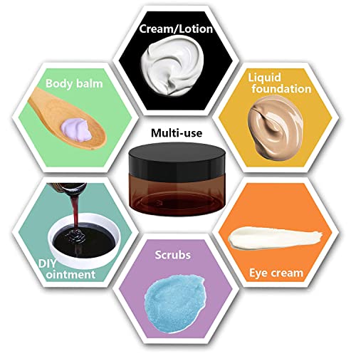 8 oz Plastic Cosmetic Jars with Lids - Pack of 12 Amber UV-Filtering Containers