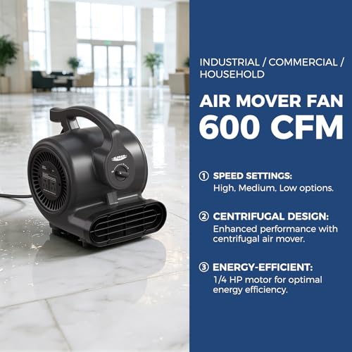 Industrial Air Mover Blower Fan 115W 600 CFM for Water Damage Drying