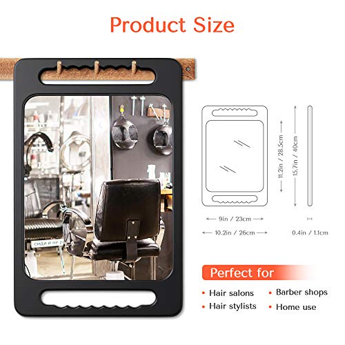 TASALON Unbreakable Double-Handle Hand Mirror with HD View, Black 15.8" x 10.2"