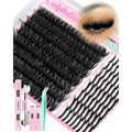 Spikes Eyelash Clusters Volume Lash Clusters Kit DIY Salon-Grade Lash Extensions Spiky Individual Lashes Extension Kit 12-21mm Cluster Eyelash Extensions Kit Manga Lashes Clusters with Bond and Seal