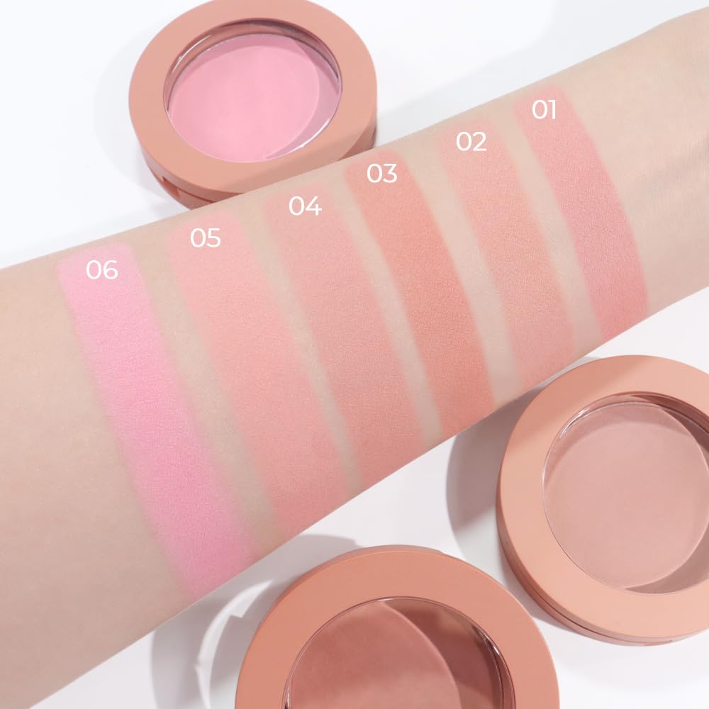 HHLTOH Single Dusty Rose Pink Matte Powder Blush Palette Face Makeup, Blush for Looks Younger Cheeks, Monochrome Cream Blushes Lightweight Long Lasting, Blush for Women All Skin Tones Paleta de, 04