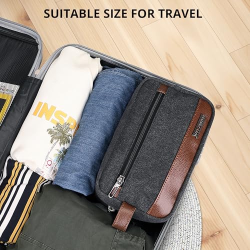 WITZMAN Canvas Toiletry Bag for Men Travel Organizer - Black