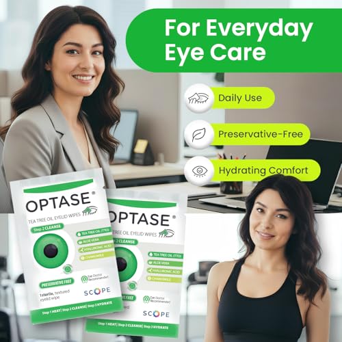 OPTASE TTO Eyelid Cleansing Wipes, 30 Count ? Individually Wrapped Tea Tree Oil Eyelid Wipes ? Preservative-Free Formula for Daily Use ? Eye Doctor Recommended Tea Tree Eye Lid Cleanser