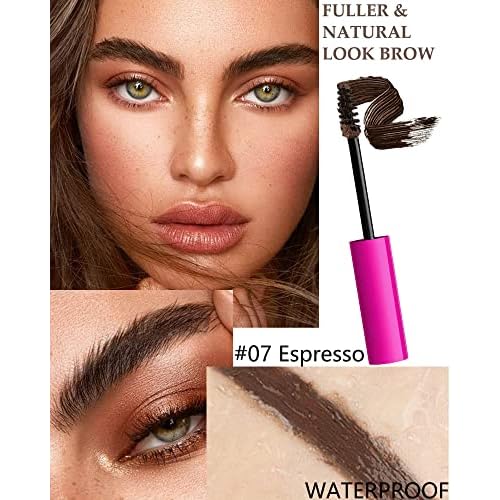 Brow Gel Kit-Espresso Thickening Tinted Eyebrow Mascara Gel & Clear Setting Brow Glue, Brow Filler Dye Brows Cream, Long Lasting Eye Makeup for Women, Light Medium Dark Brown With Brow Tool-Set 07