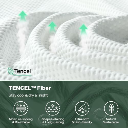 Full Size Mattress Topper - White Pillow Top Tencel™ Blend, Breathable & Plush