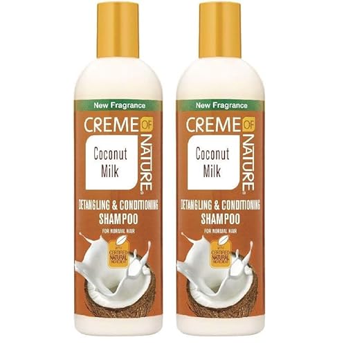 Creme of Nature Shampoo with Coconut Milk, Detangling and Conditioning Formula for Normal Hair, 12 Fl Oz (Pack of 2)