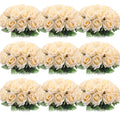 Artificial Champagne Rose Flowers Bulk Set - 100 Faux Florals for Weddings & Decor