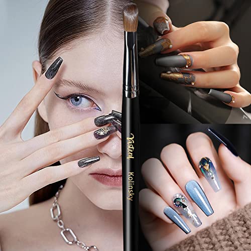 Yasterd Acrylic Nail Brush 12# Black Oval Crimped Kolinsky Sable for Nail Art