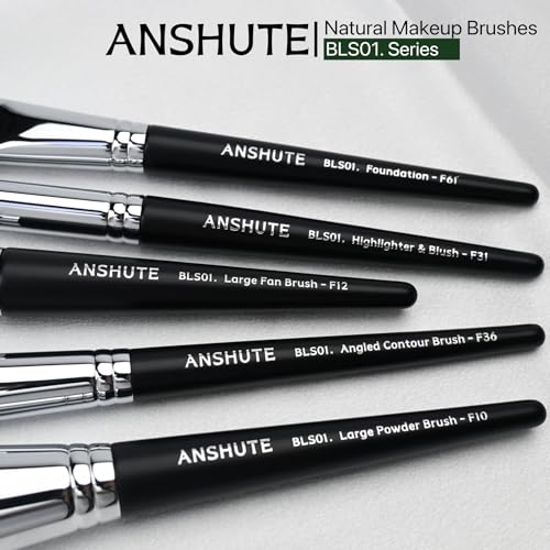 5-Piece Professional Natural Goat Hair Makeup Brush Set ? Face Brushes for Powder, Blush, Contour, Highlighting & Foundation. Super Soft Bristles, Variety of Brushes. Labled Brush Handle