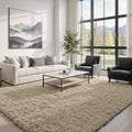 Fuzziness 8x10 Gray Camel Fluffy Shag Area Rug - Ultra Soft Living Room Carpet