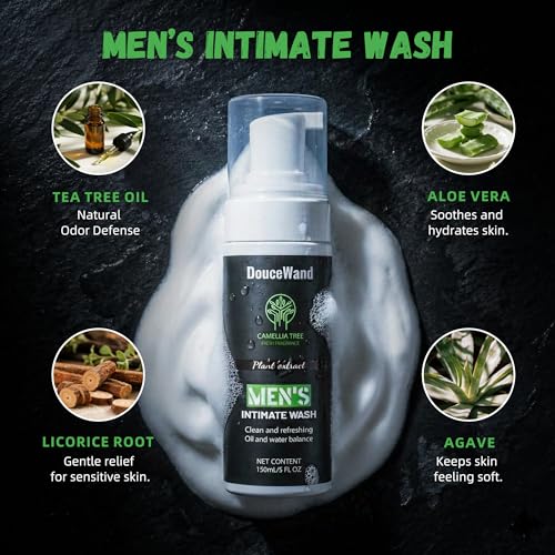 Men's Intimate Wash ? pH Balanced Foaming Tea Tree Groin Cleanser, Odor Control with Agave & Licorice, Refreshing Body Wash ? 5 Fl Oz