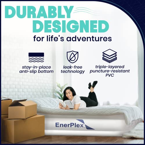 EnerPlex Queen Air Mattress with Built-In Pump, 13-Inch Raised Inflatable Bed - Queen / 13 Inches
