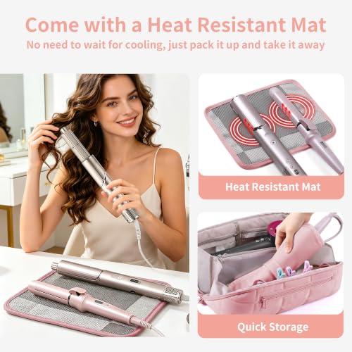 Pink Travel Hair Dryer Bag Compatible with Shark FlexStyle HD430 with Heat-Resistant Mat
