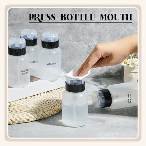 3 Pack 6.8oz Reusable Plastic Pump Dispenser Bottles for Liquids - Black Caps